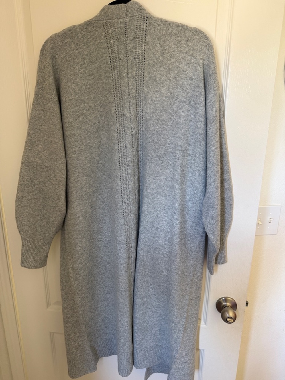 Auden Heather Gray Long Open-Front Knit Cardigan M/L - Picture 2 of 4